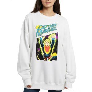 Marvel CAPTAIN MARVEL Soaring Girls White Women Pullover Sweatshirt (XL) NWT